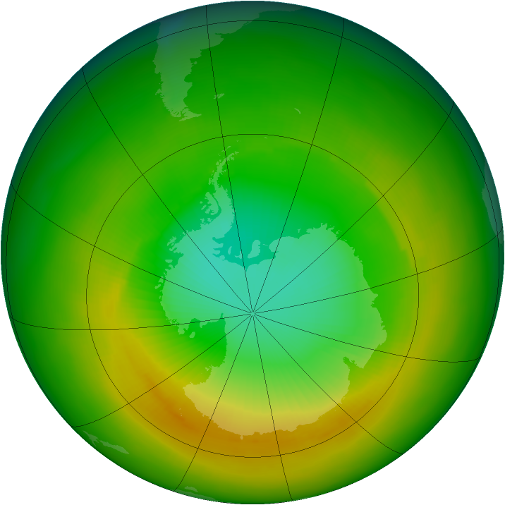 Antarctic ozone map for November 1981